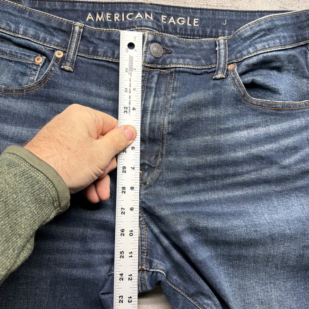 American Eagle Men's Athletic Fit Jeans Dark Wash Stretch Denim 36x32‎ - Picture 4 of 12